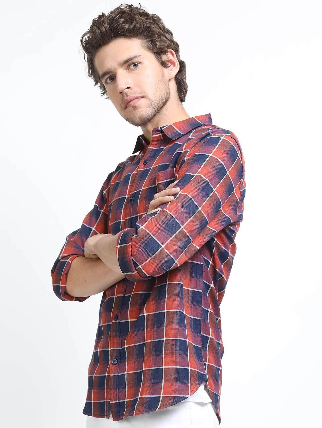 men collared long sleeves casual shirt - 21487228 -  Standard Image - 2