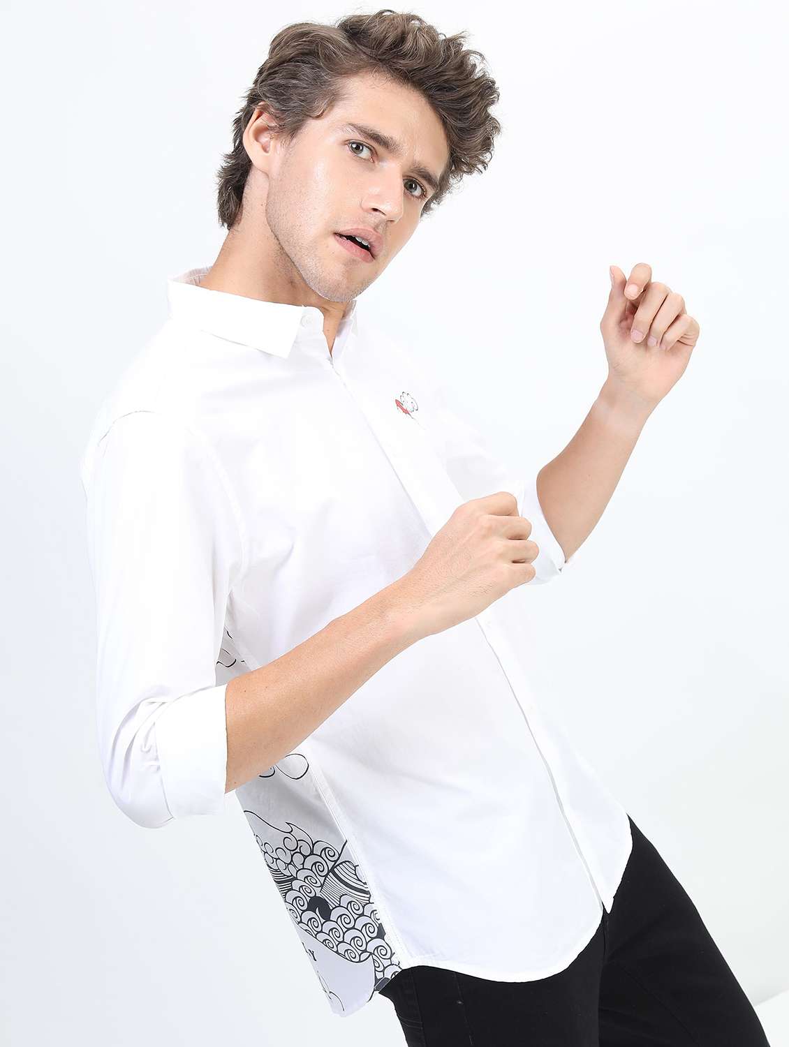 men white collared neck casual shirts - 21487236 -  Standard Image - 2