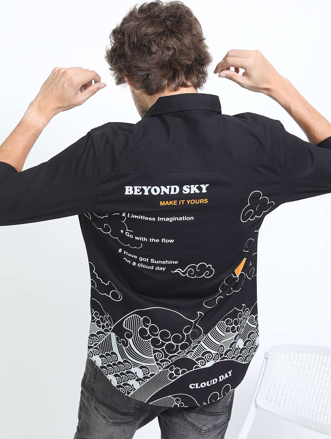 men collared long sleeves back print shirt - 21487238 -  Standard Image - 2