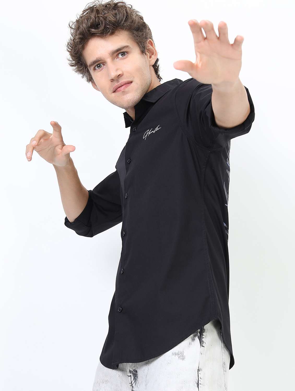 men collared long sleeves back print shirt - 21487249 -  Standard Image - 2