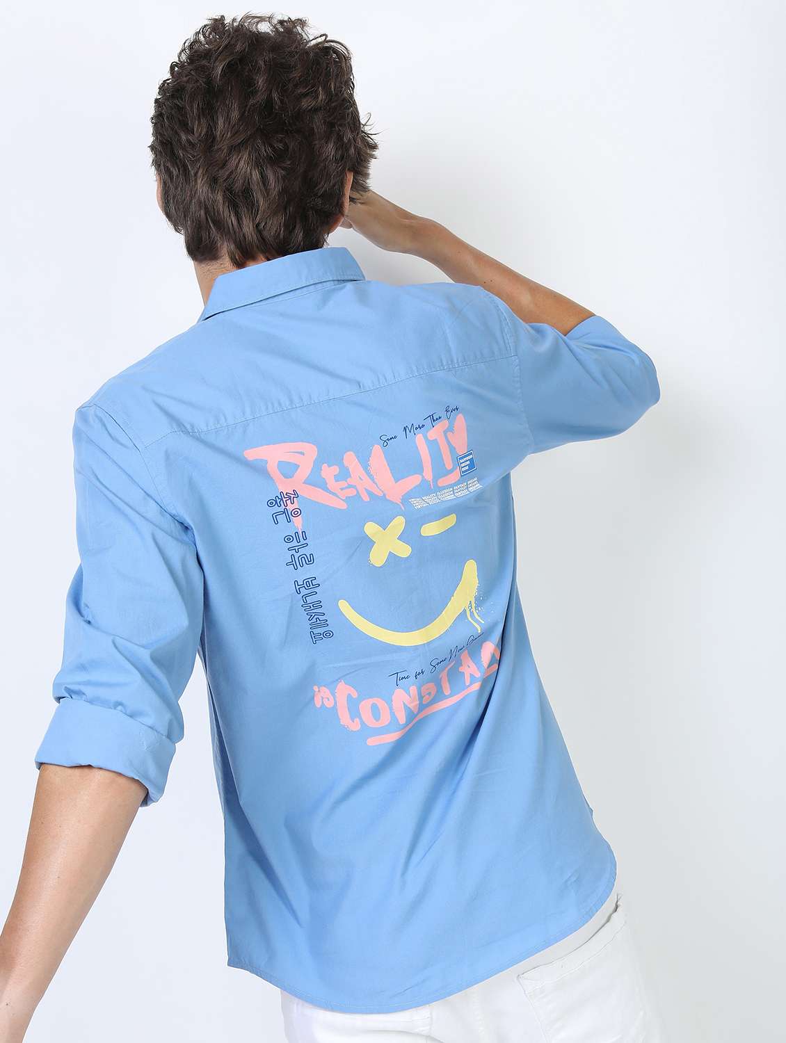 men collared long sleeves back print shirt - 21487279 -  Standard Image - 2