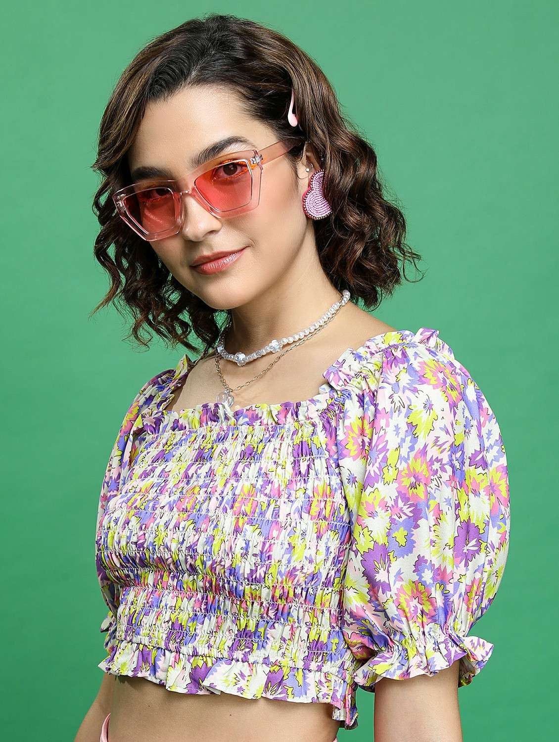 multicolored floral printed crop top - 21487287 -  Standard Image - 2