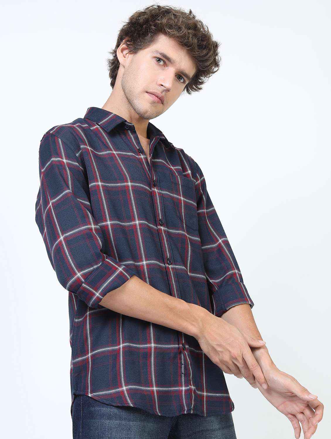 men collared long sleeves casual shirt - 21487298 -  Standard Image - 2