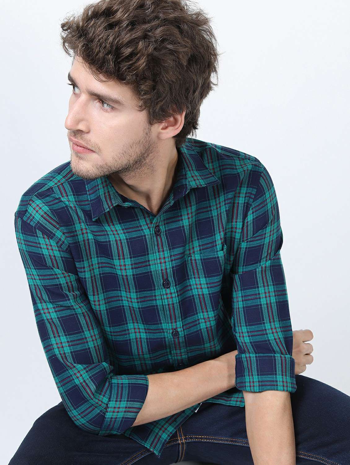 men collared long sleeves casual shirt - 21487303 -  Standard Image - 2