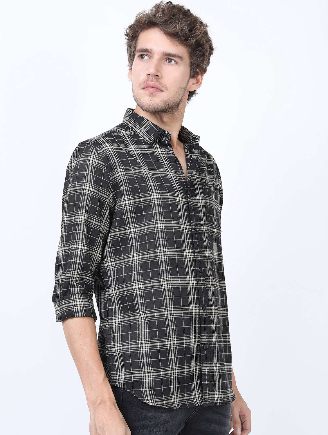 men collared long sleeves casual shirt - 21487319 -  Standard Image - 2