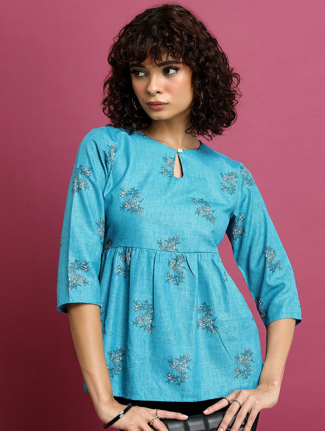 blue printed regular top - 21487335 - Zoom Image - 0