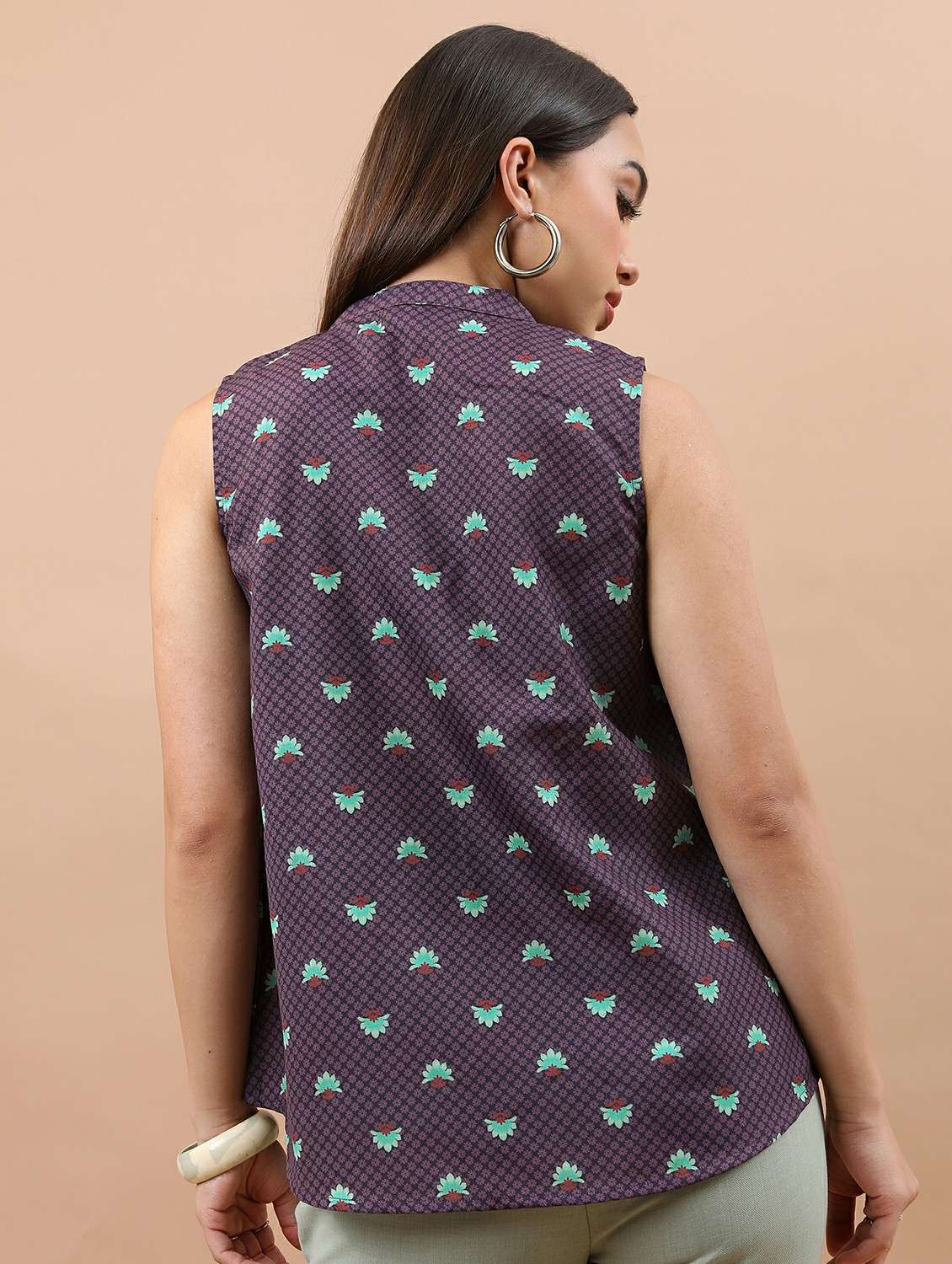 women purple cotton blend a-line top - 21487337 -  Standard Image - 2