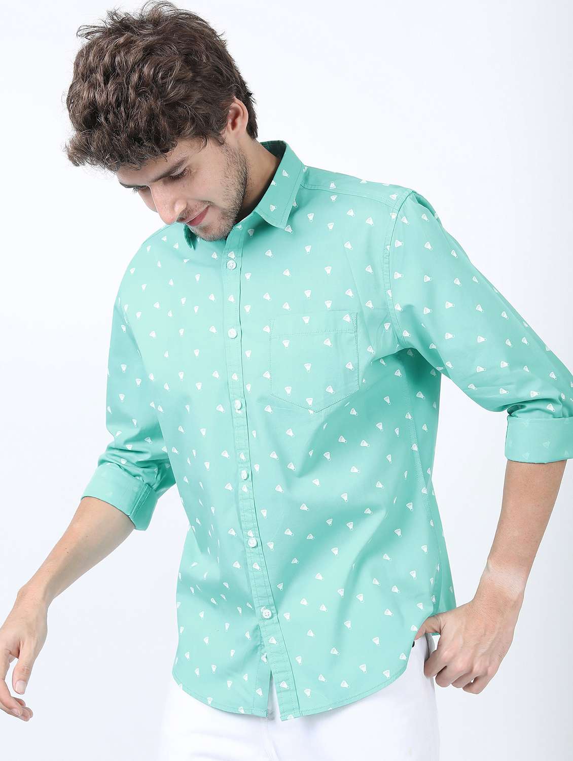 men collared long sleeves casual shirt - 21487343 -  Standard Image - 2