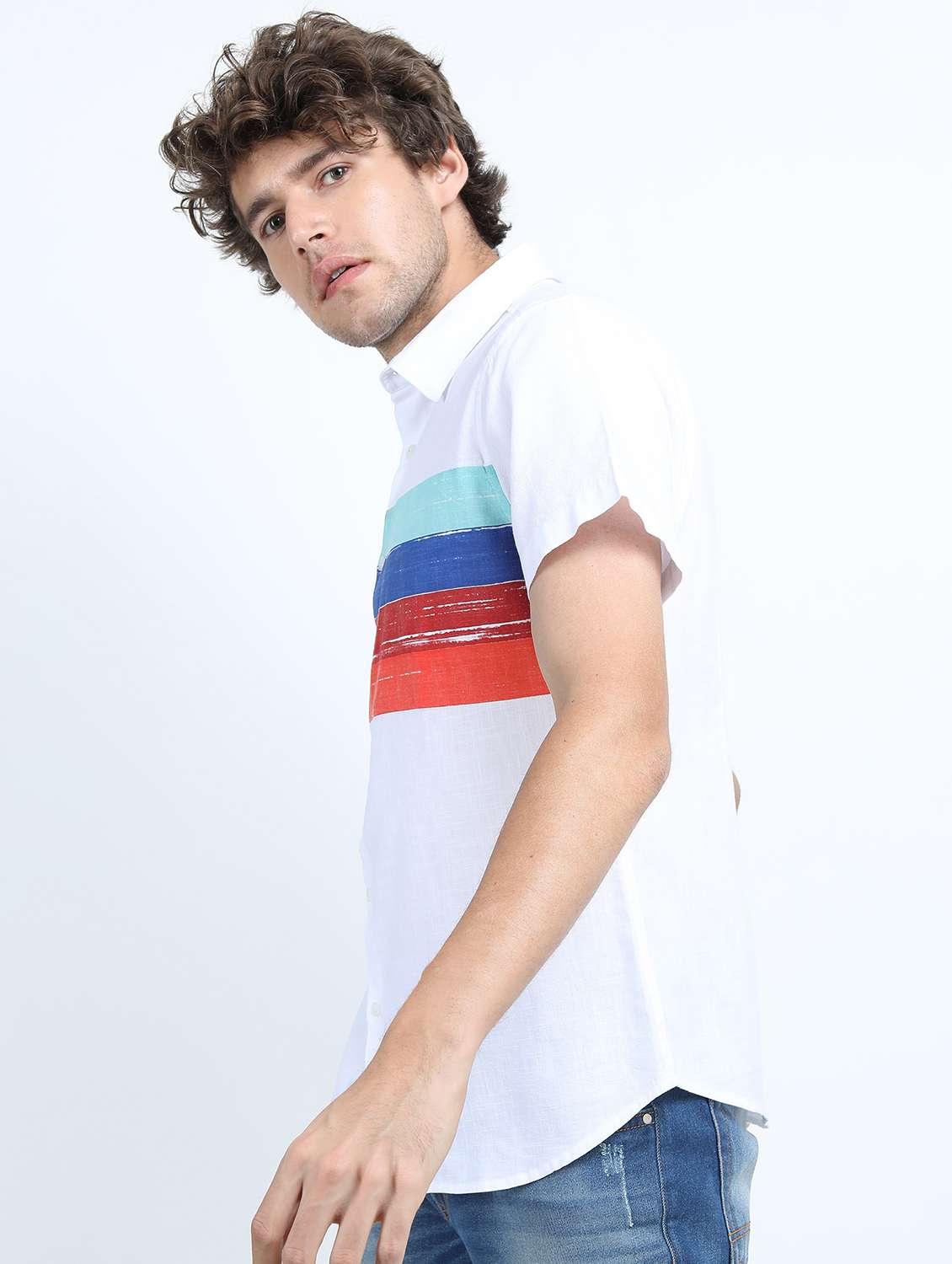 men collared short sleeves casual shirt - 21487351 -  Standard Image - 2