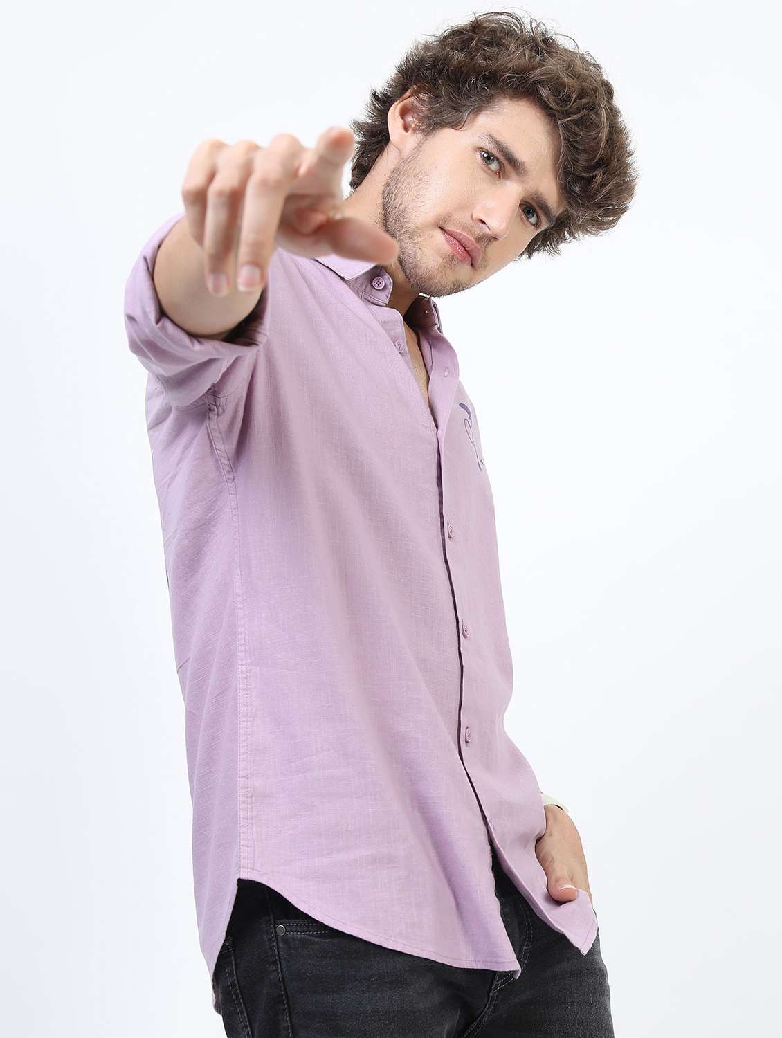 men collared long sleeves back print shirt - 21487358 - Standard Image - 2