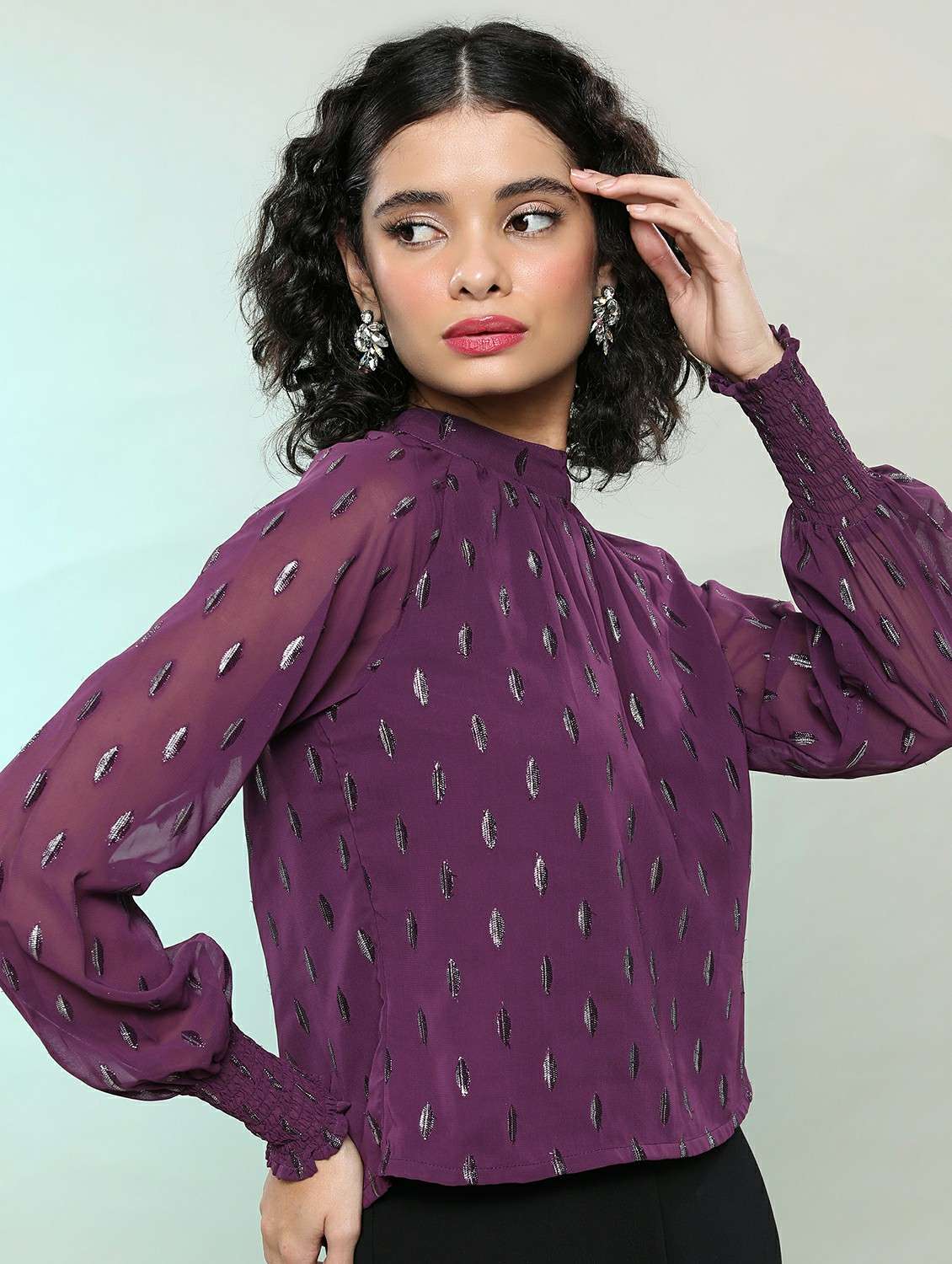 purple self-designed blouson top - 21487373 -  Standard Image - 2