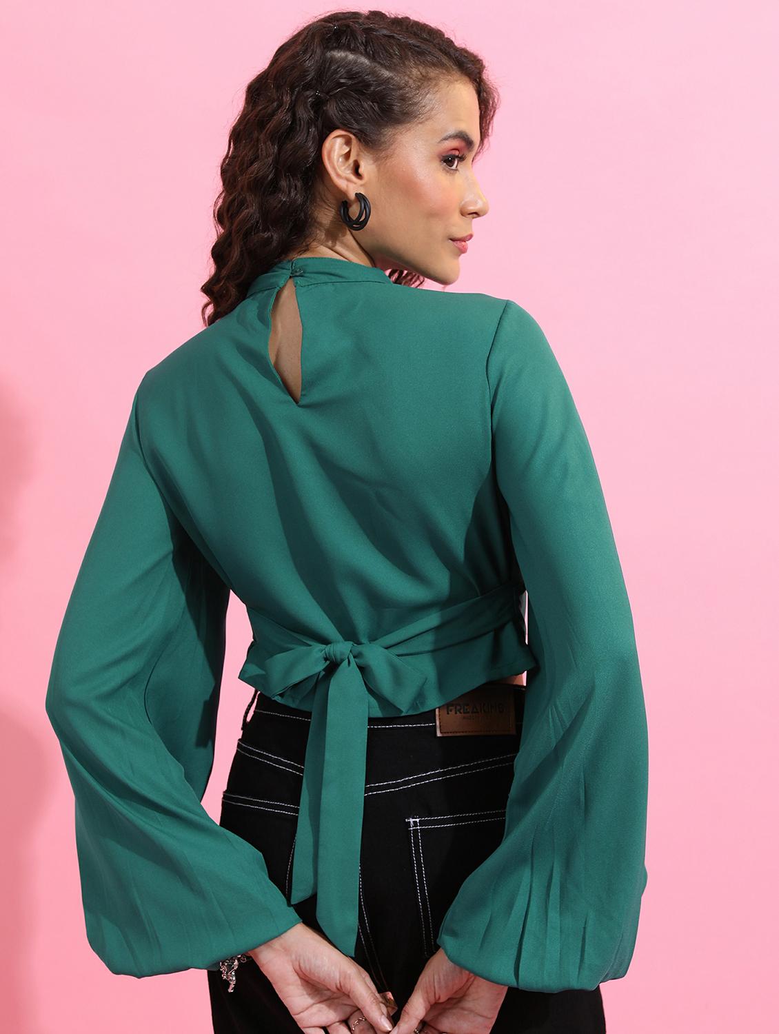 dark green solid crop top - 21487380 - Standard Image - 2