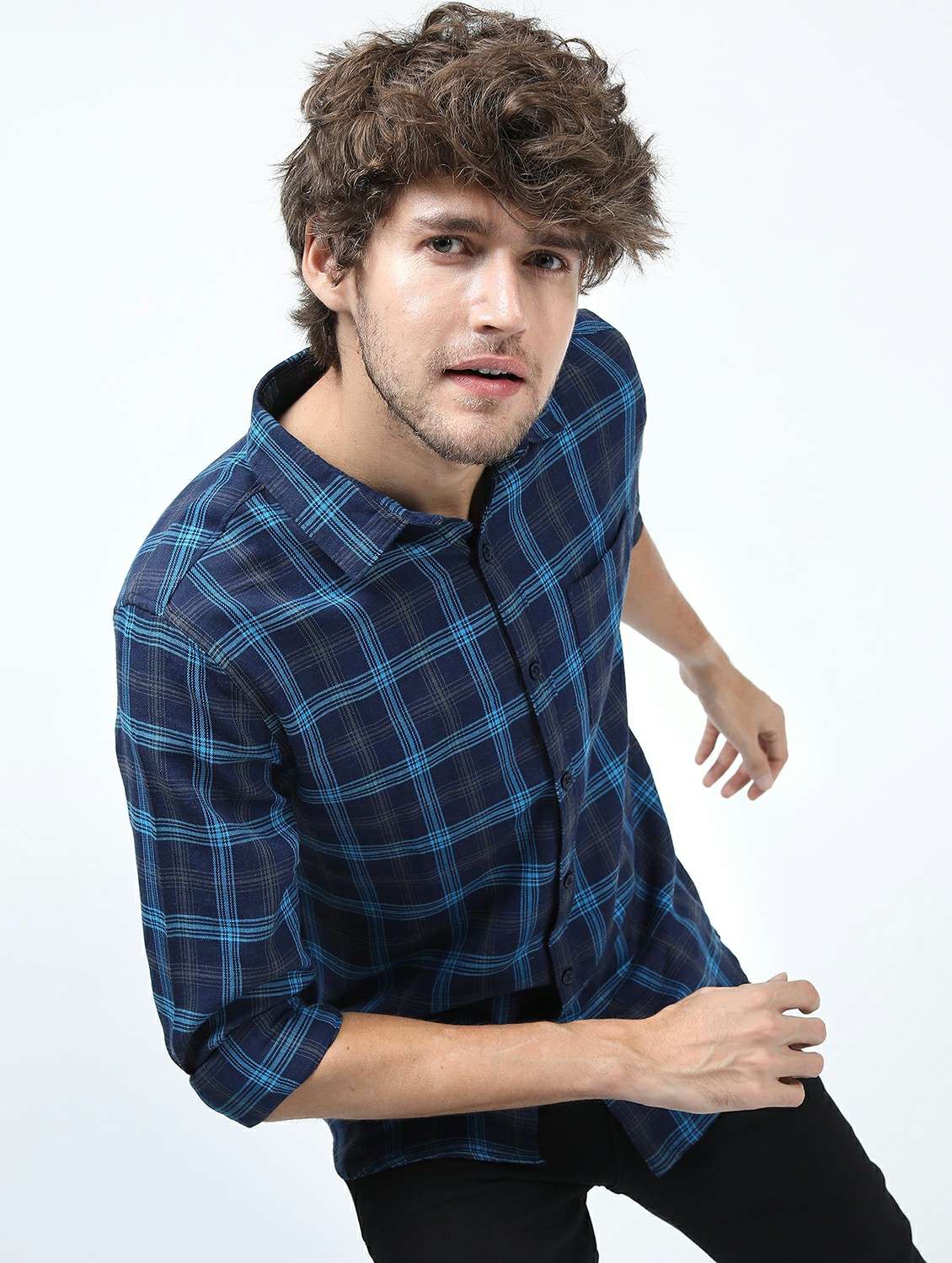 men long sleeved checkered casual shirt - 21487382 -  Standard Image - 2