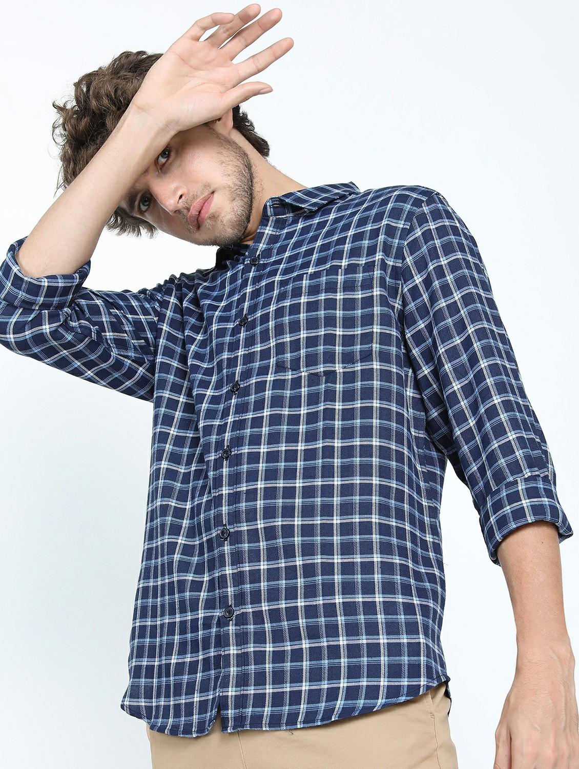 men long sleeved checkered casual shirt - 21487385 - Standard Image - 2