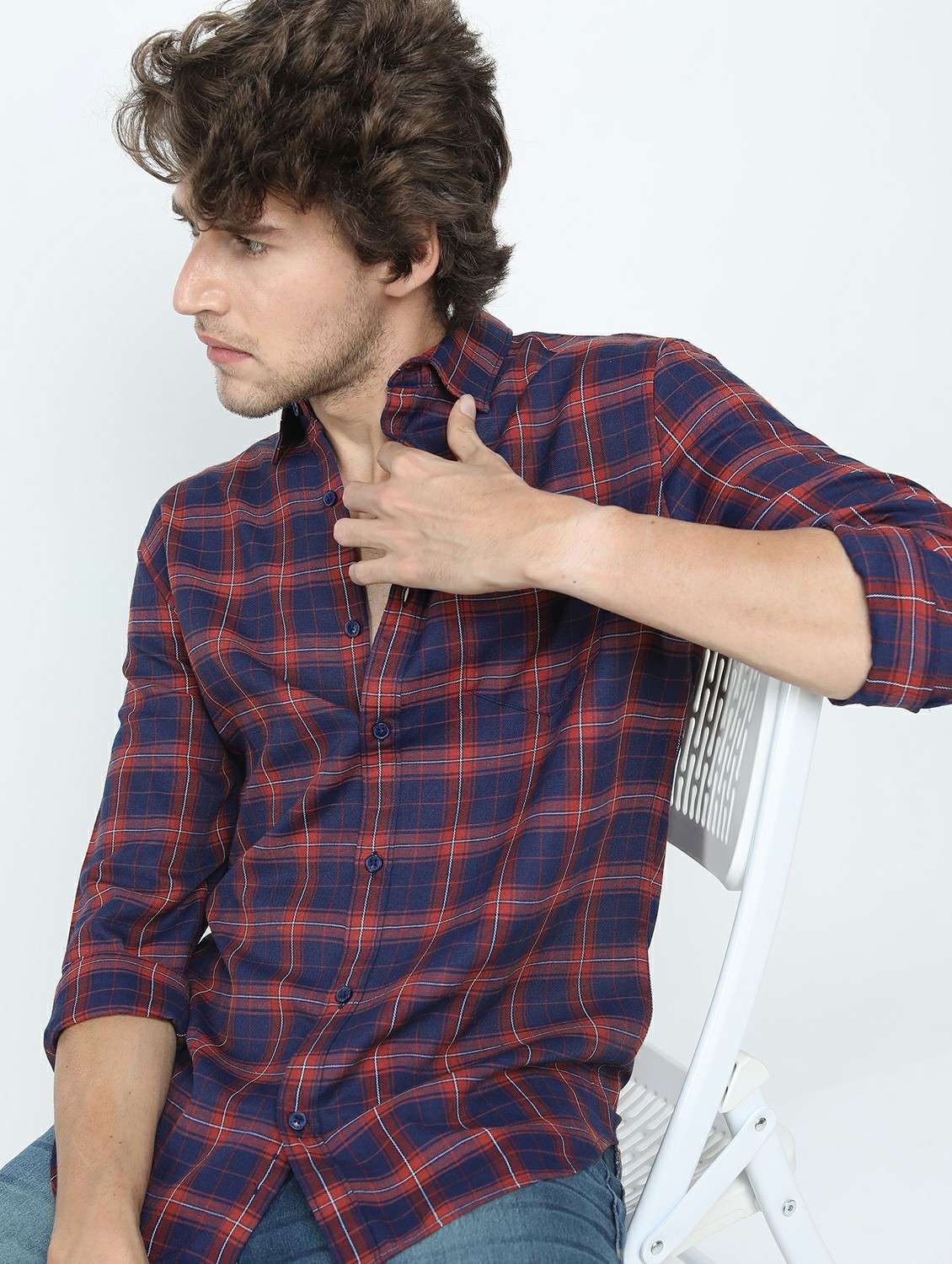 men long sleeved checkered casual shirt - 21487402 - Standard Image - 2