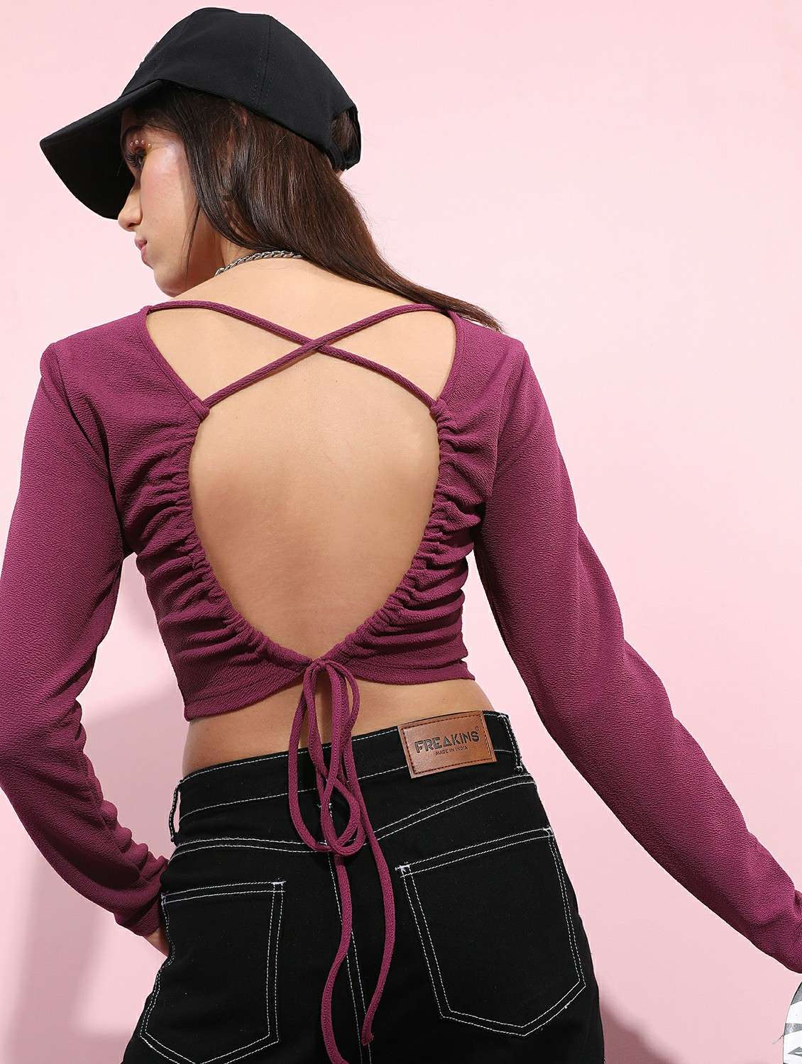 purple solid crop top - 21487411 -  Standard Image - 2