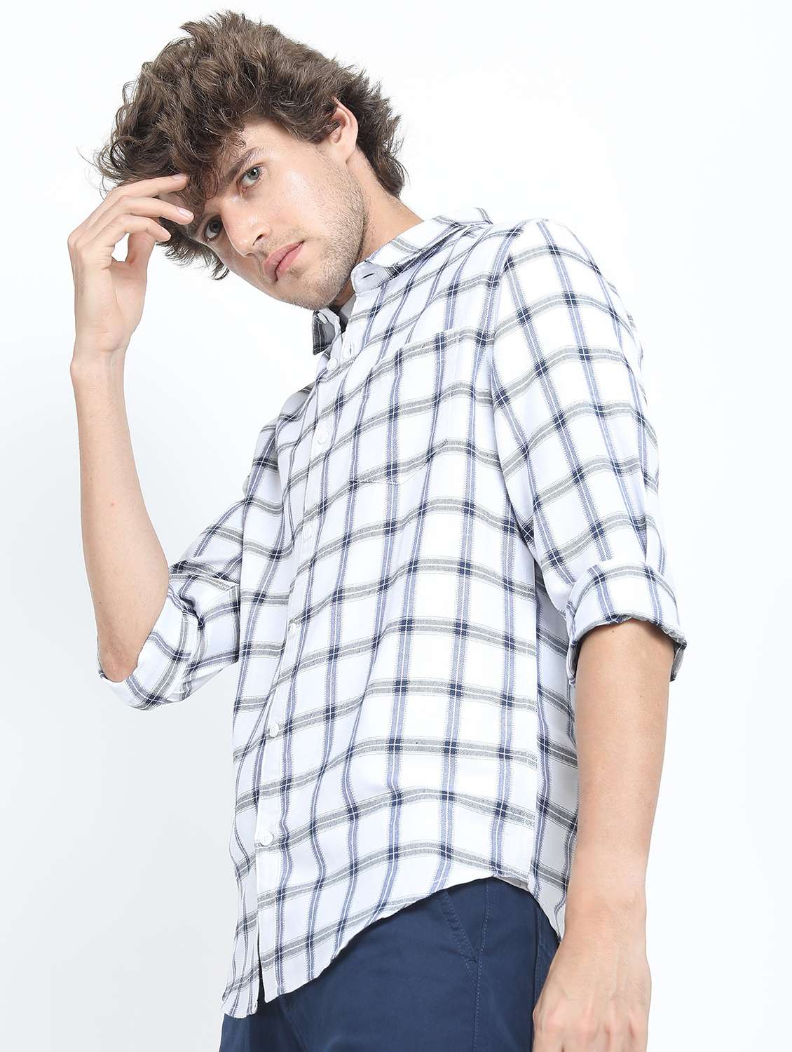 men long sleeved checkered casual shirt - 21487413 -  Standard Image - 2
