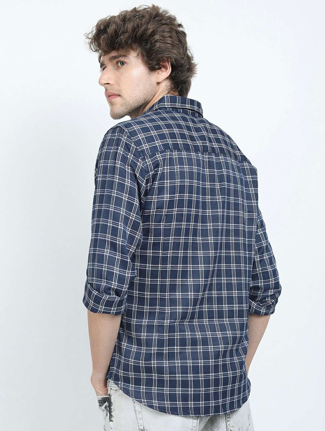 men long sleeved checkered casual shirt - 21487416 -  Standard Image - 2