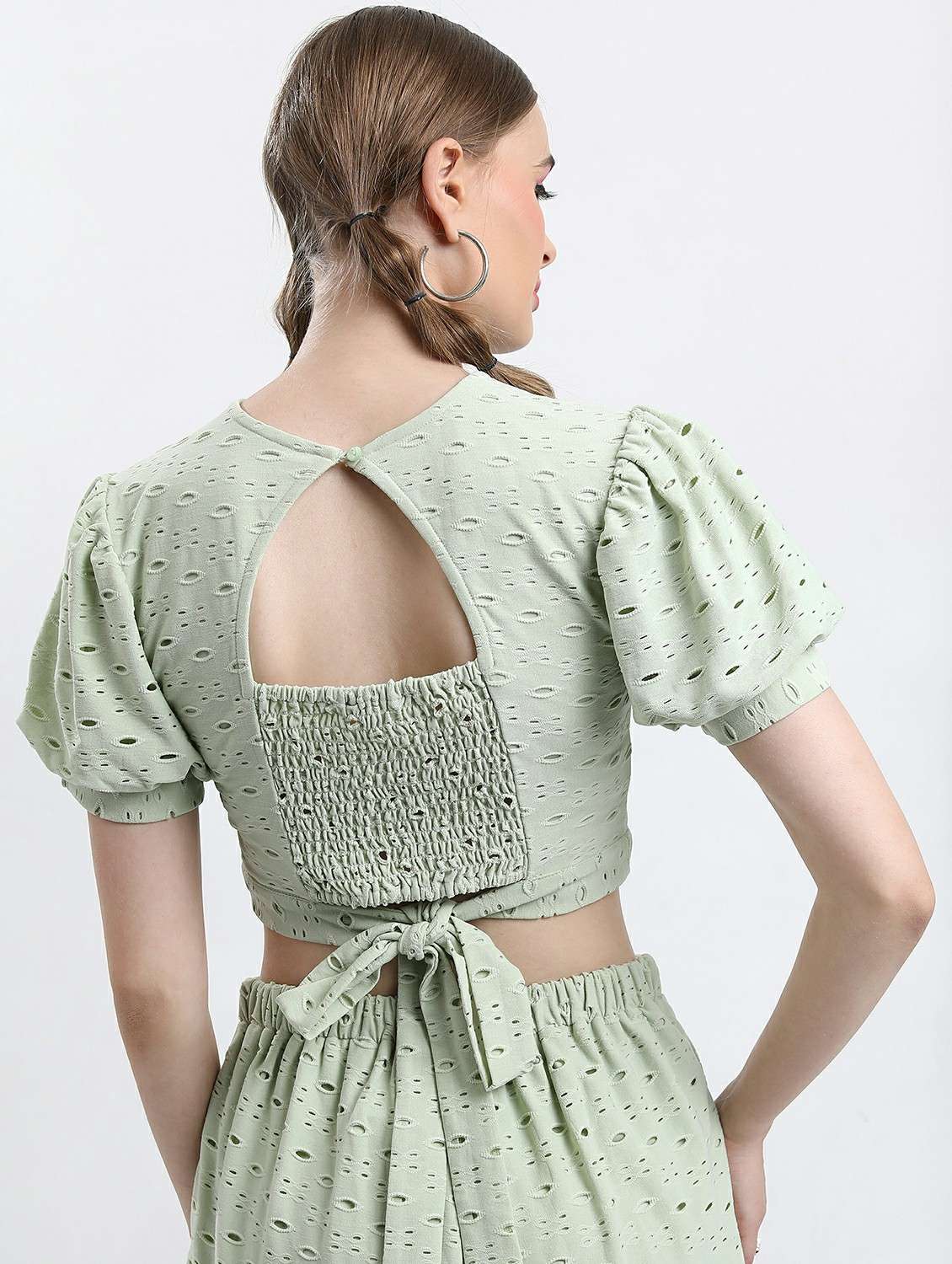 women green cotton blend crop top - 21487427 - Standard Image - 2