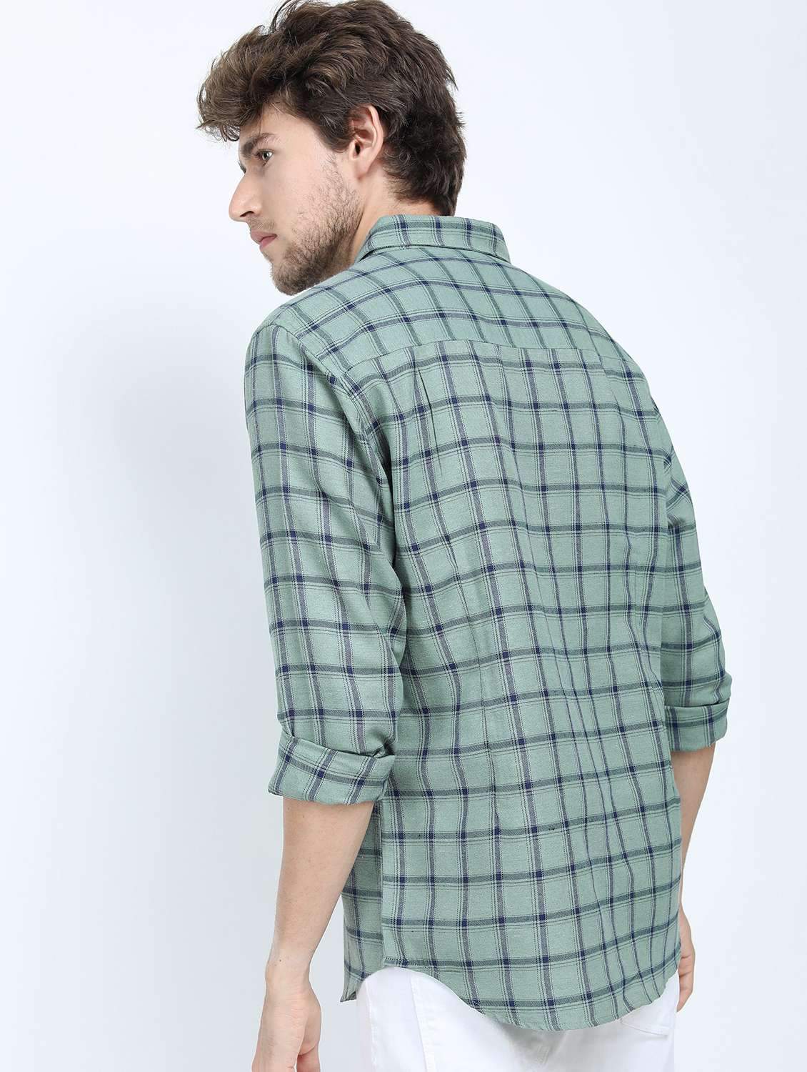 men long sleeved checkered casual shirt - 21487431 - Standard Image - 2