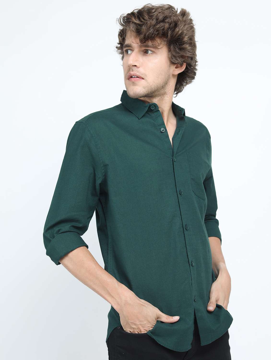 men long sleeved solid casual shirt - 21487450 - Standard Image - 2