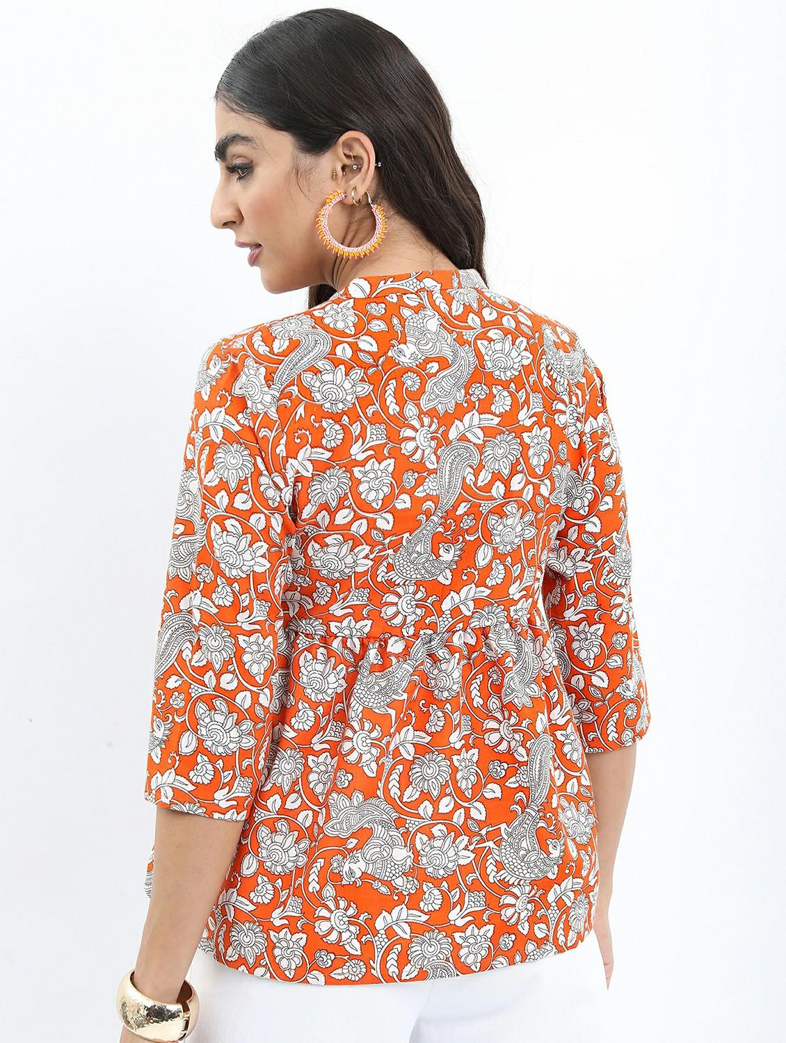 orange printed regular top - 21487455 - Standard Image - 2