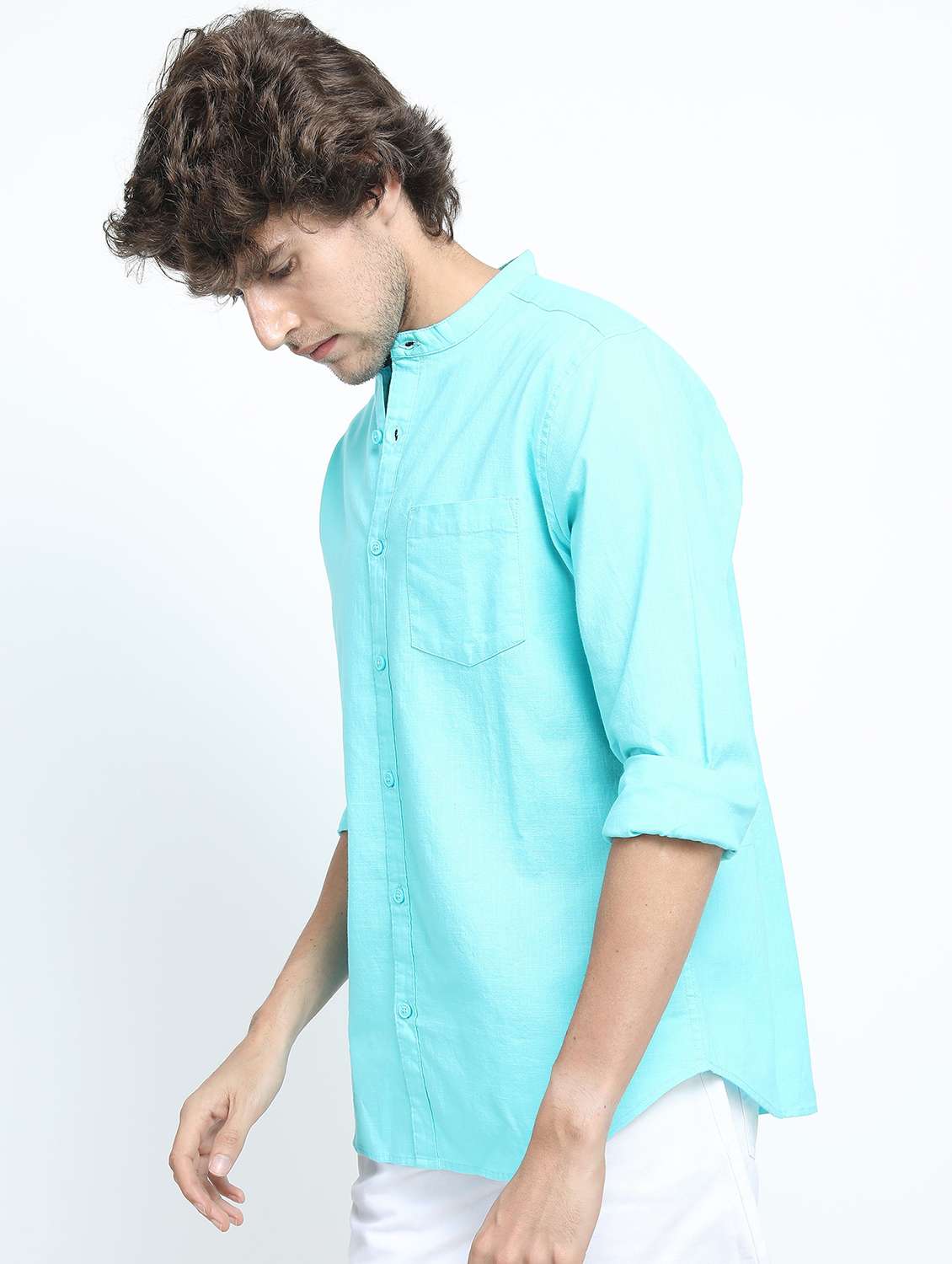 men long sleeved solid casual shirt - 21487456 -  Standard Image - 2