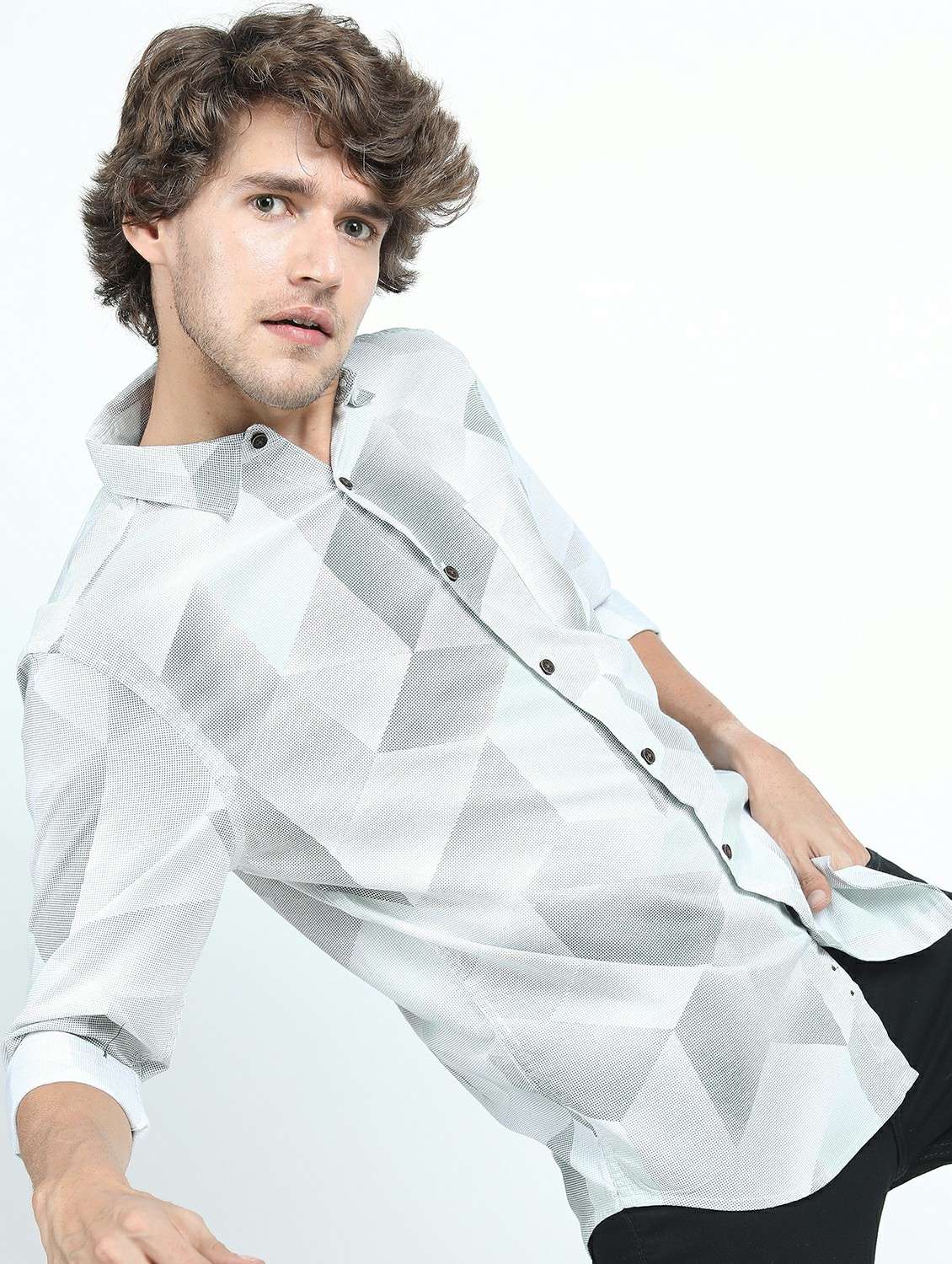 men long sleeved printed casual shirt - 21487471 -  Standard Image - 2