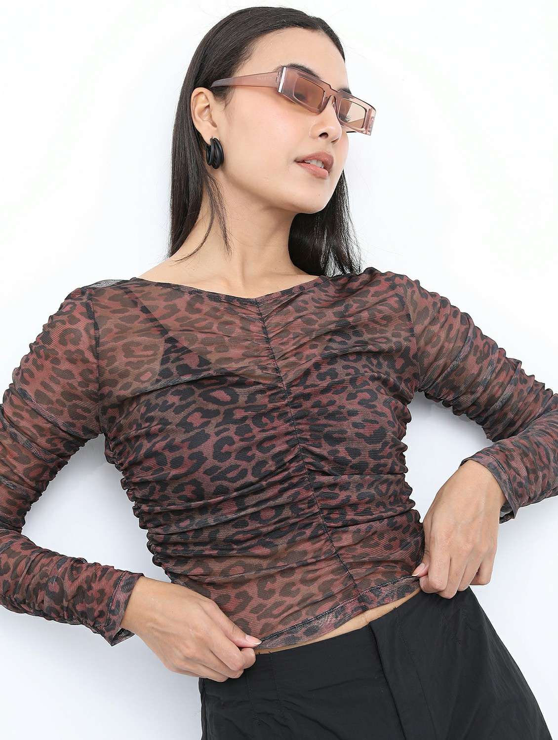 multicolored animal printed crop top