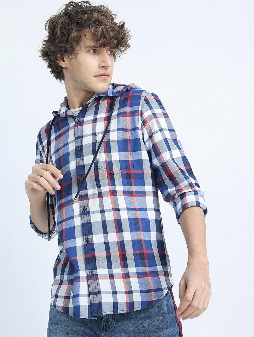 men long sleeved checkered casual shirt - 21487478 - Zoom Image - 0