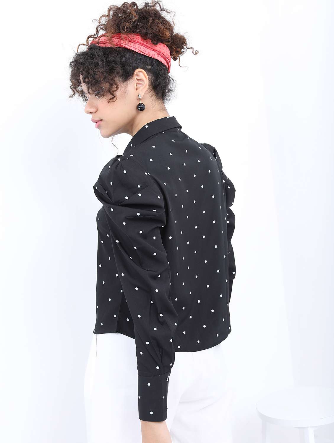 black polka dot printed crop top - 21487505 -  Standard Image - 2