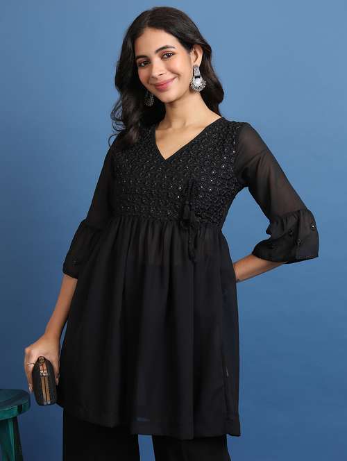 women black cotton blend a-line tunic - 21487515 -  Standard Image - 0