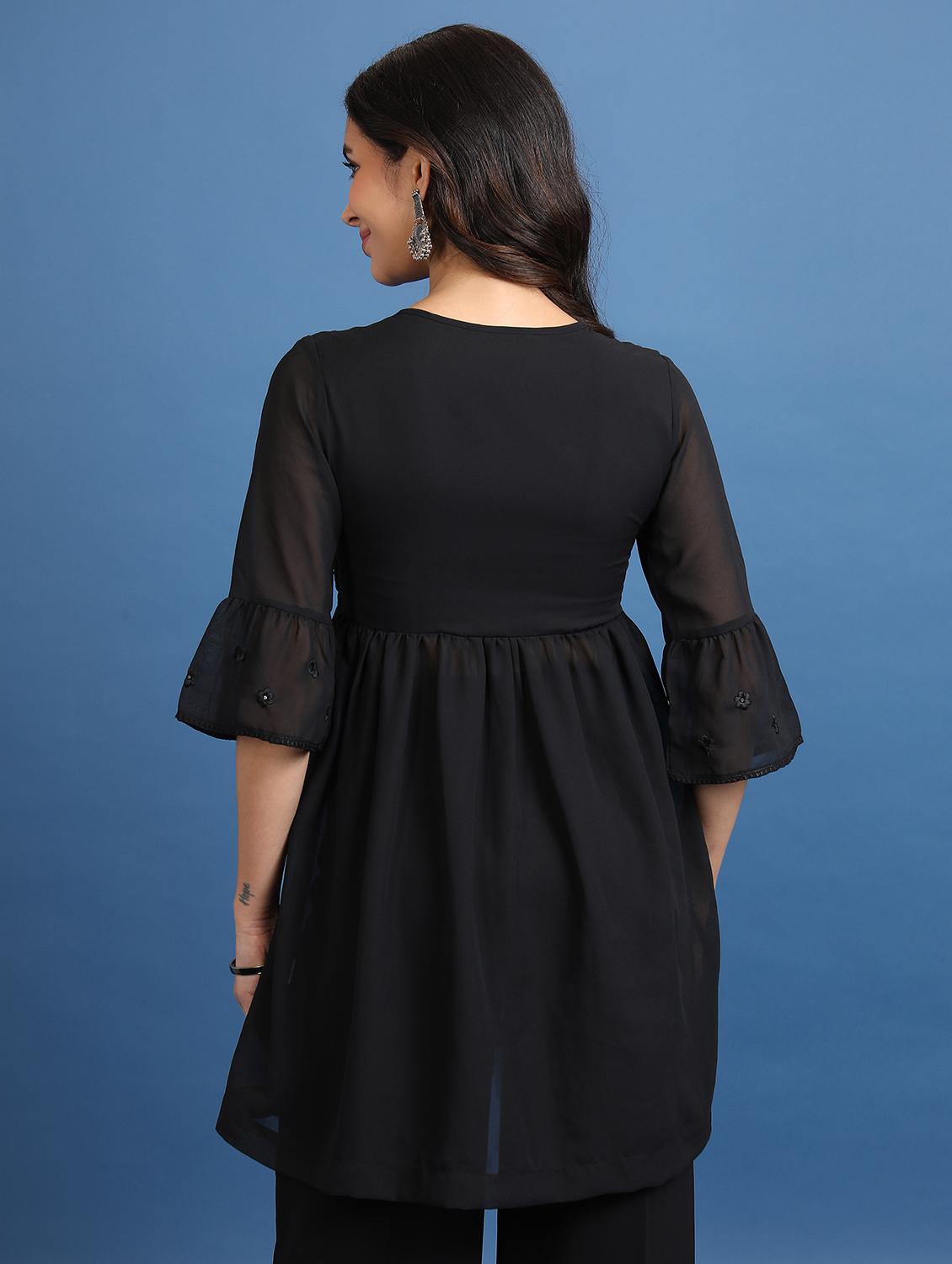 women black cotton blend a-line tunic - 21487515 - Standard Image - 2