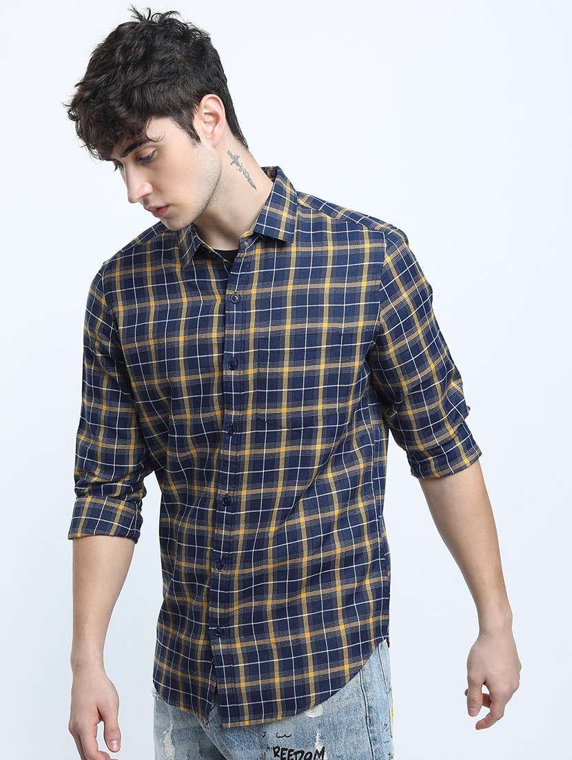 men collared checks casual shirt - 21487551 -  Standard Image - 2