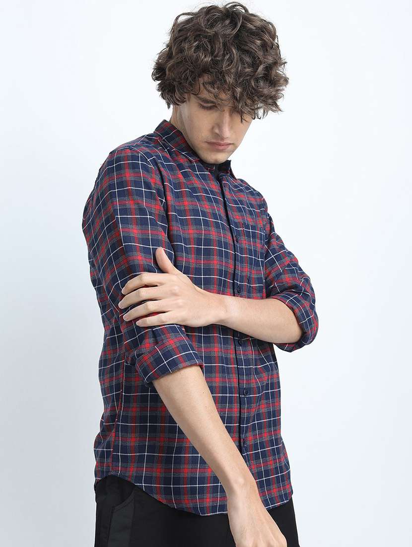 men collared checks casual shirt - 21487553 - Standard Image - 2