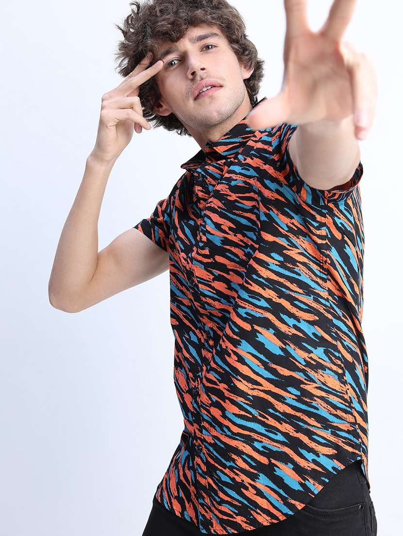 men collared printed casual shirt - 21487554 -  Standard Image - 2