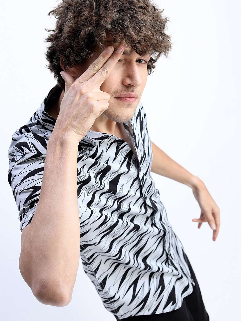 men collared printed casual shirt - 21487555 -  Standard Image - 2