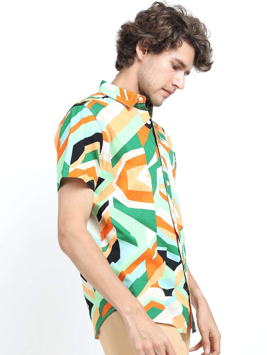 men collared printed casual shirt - 21487558 -  Standard Image - 2