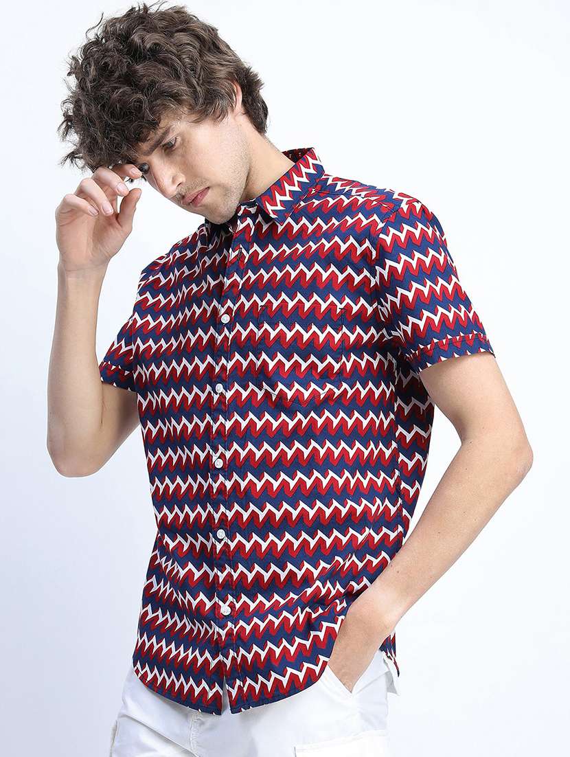 men collared printed casual shirt - 21487559 -  Standard Image - 2