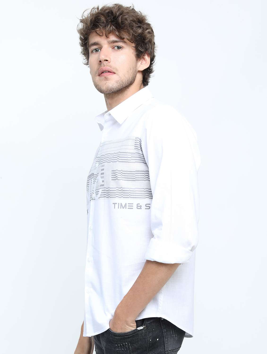 men collared printed casual shirt - 21487565 -  Standard Image - 2