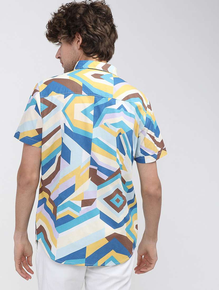 men collared printed casual shirt - 21487572 -  Standard Image - 2