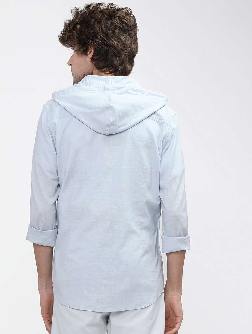 men hooded solid casual shirt - 21487573 -  Standard Image - 2