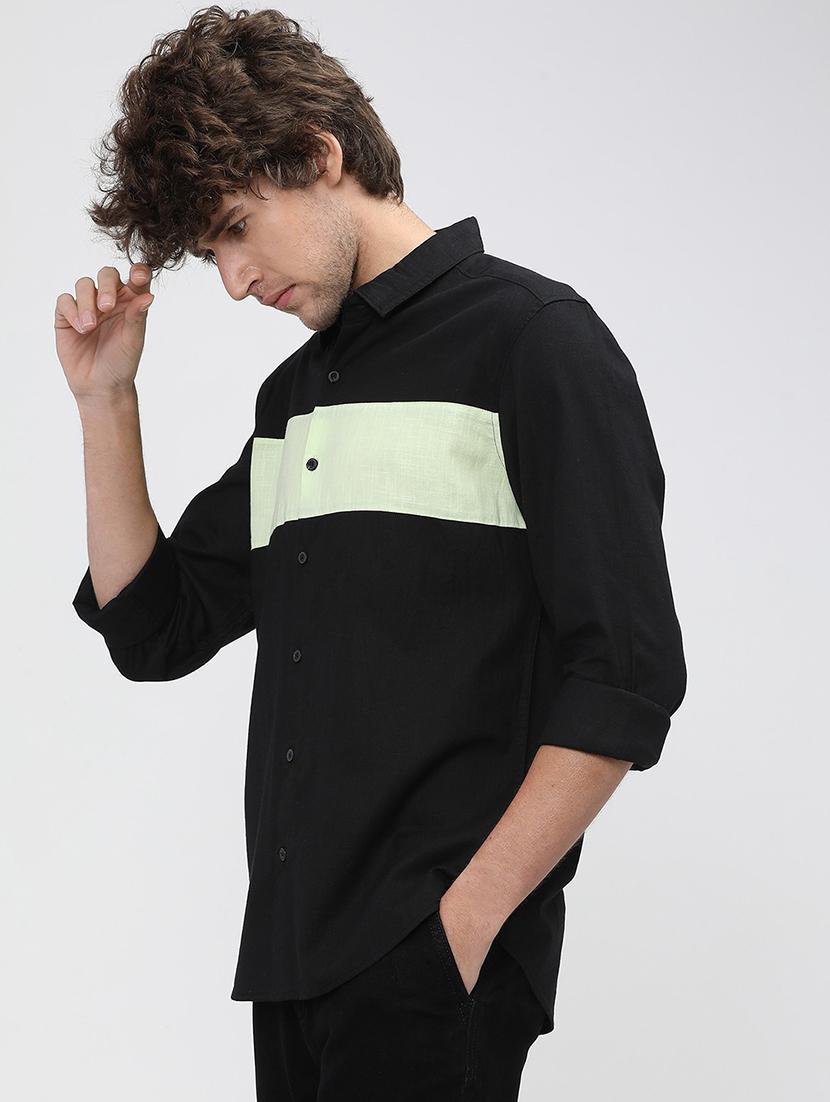 men collared color block casual shirt - 21487574 - Standard Image - 2