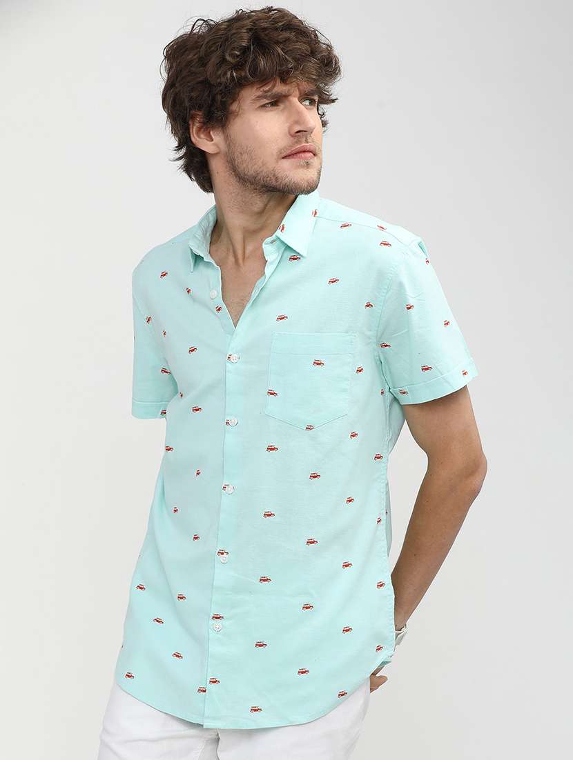 men collared printed casual shirt - 21487583 -  Standard Image - 2