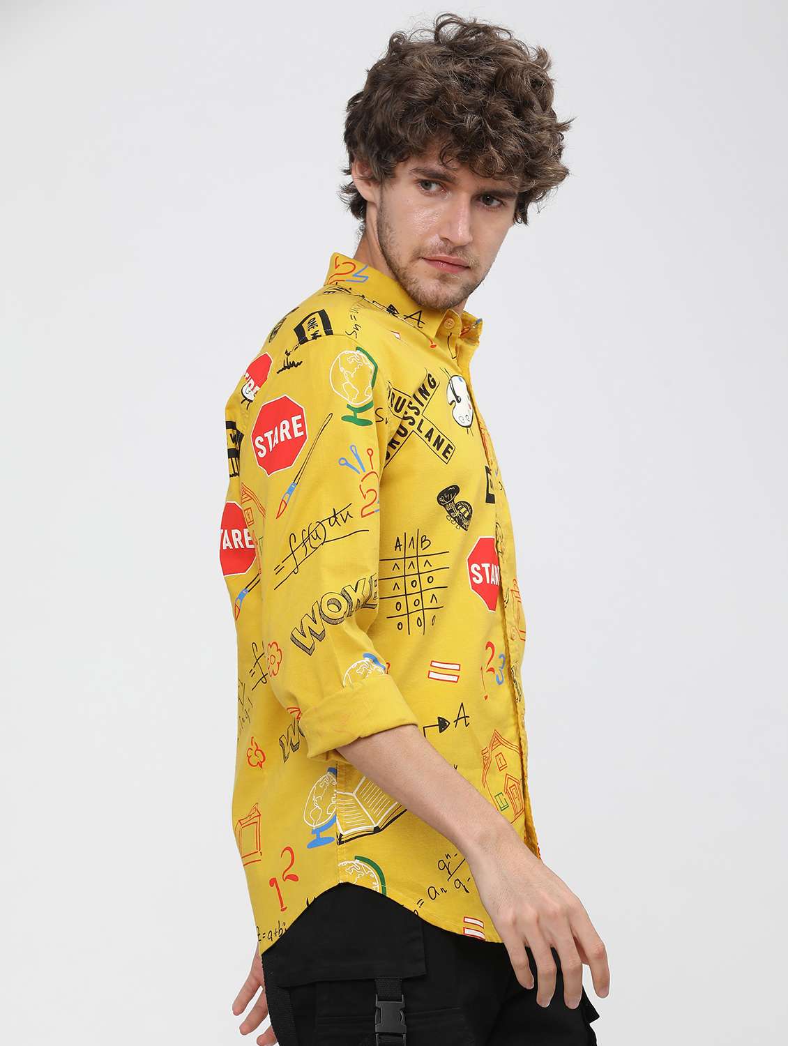 men collared printed casual shirt - 21487584 -  Standard Image - 2