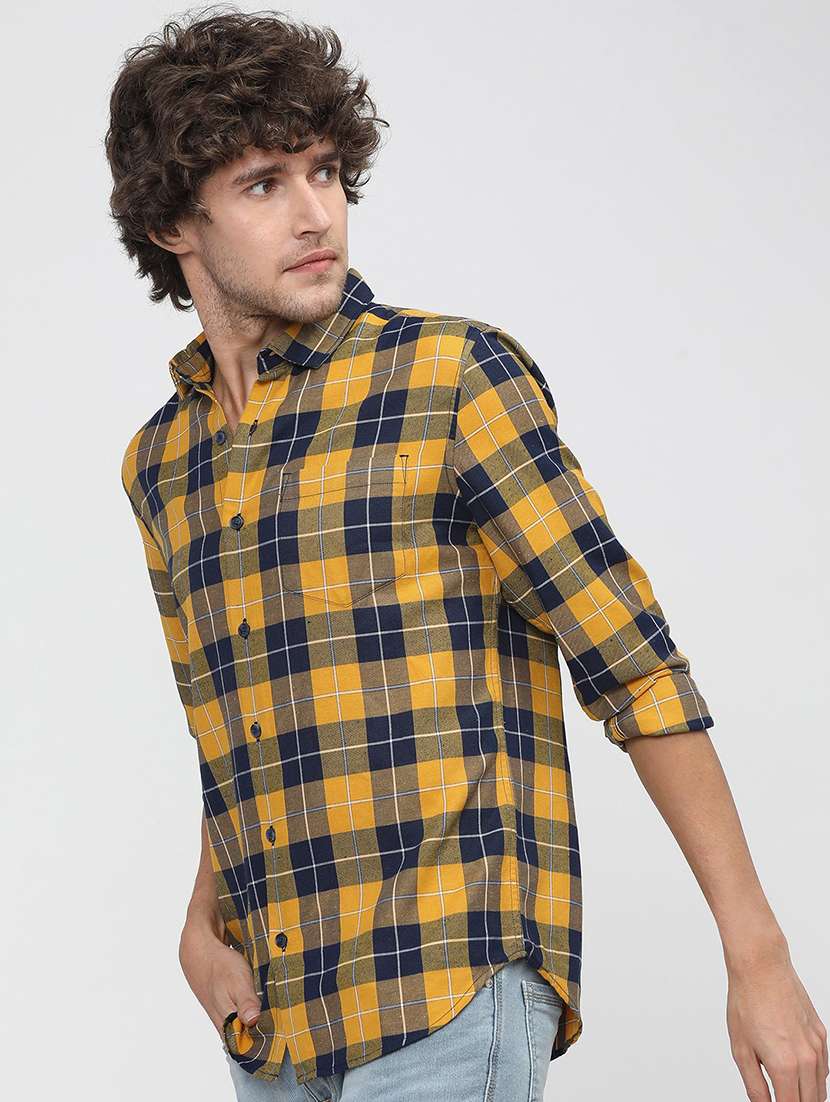 men collared checks casual shirt - 21487597 -  Standard Image - 2