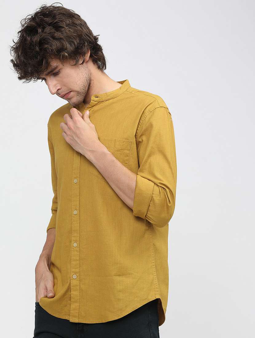 men collared solid casual shirt - 21487602 -  Standard Image - 2