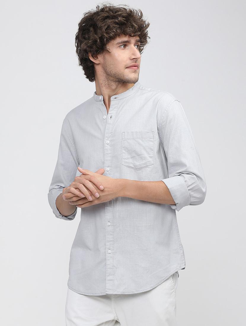 men collared solid casual shirt - 21487605 -  Zoom Image - 0