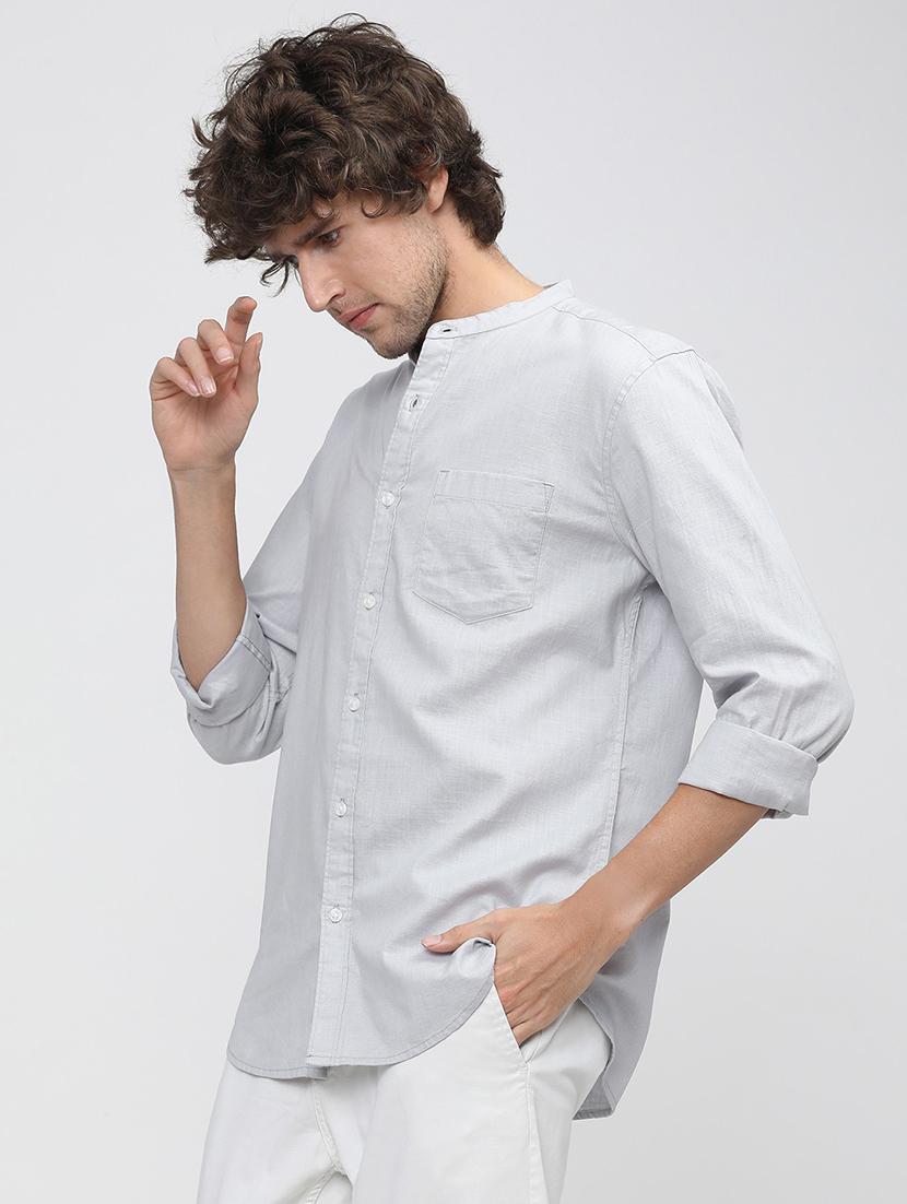 men collared solid casual shirt - 21487605 - Standard Image - 2