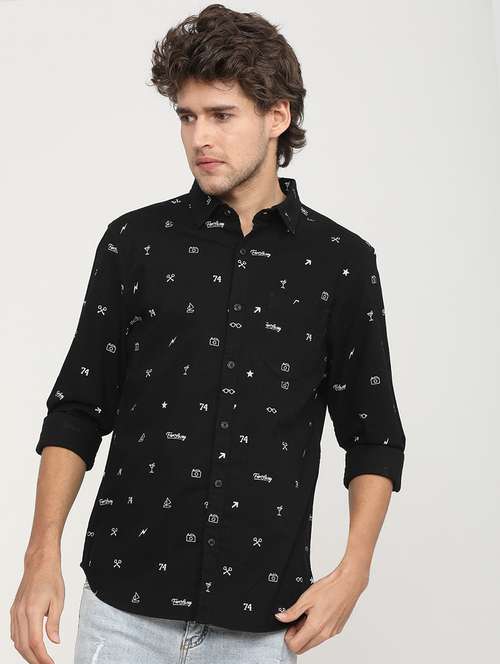 men collared printed casual shirt - 21487607 - Standard Image - 0